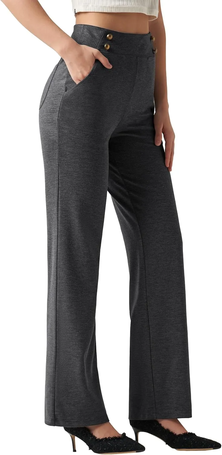 Willit Women's Wide Leg Dress Pants High Waisted Stretch Work Pants Office Business Casual Slacks Pockets Petite/Regular/Tall
