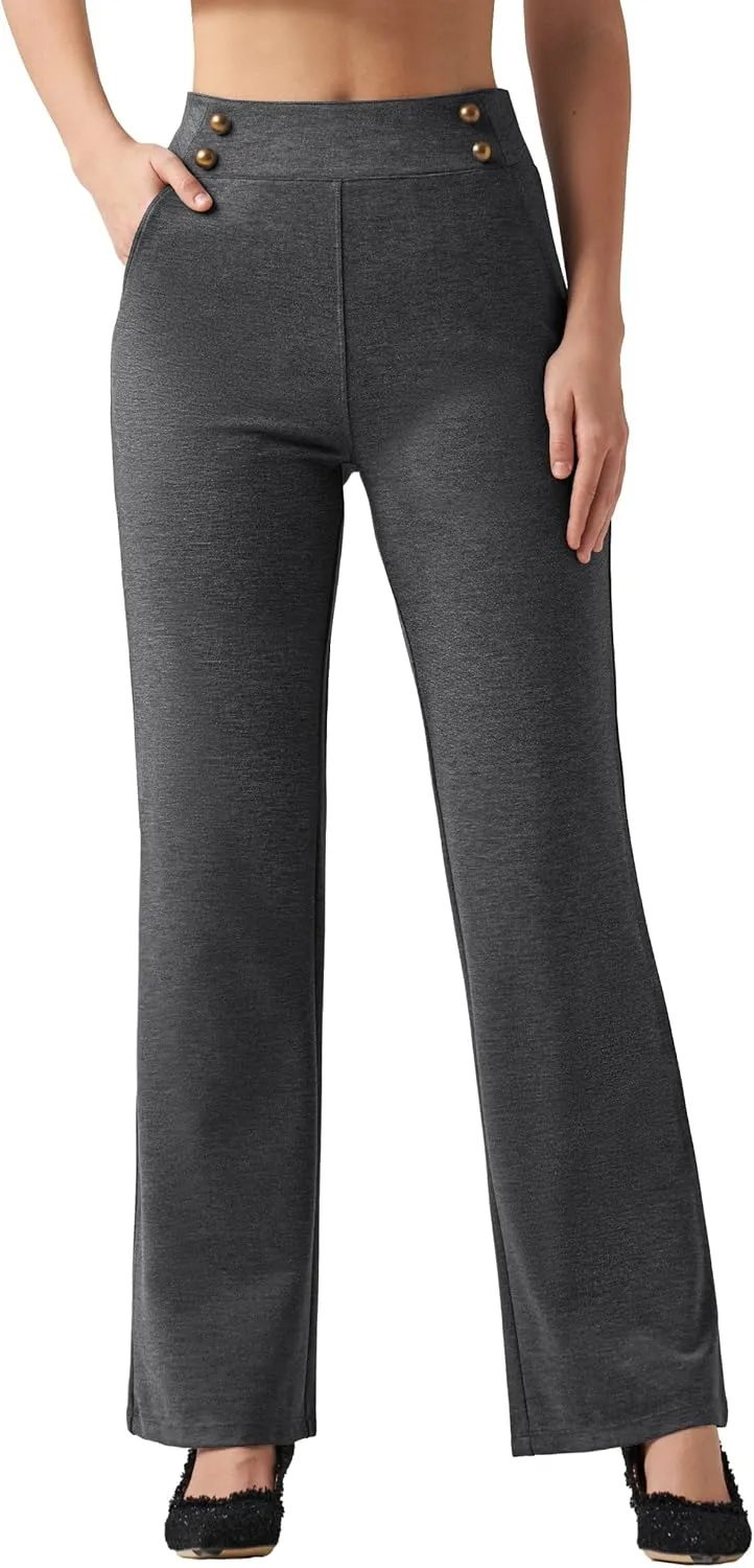 Willit Women's Wide Leg Dress Pants High Waisted Stretch Work Pants Office Business Casual Slacks Pockets Petite/Regular/Tall
