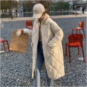 Winter Collar Single-Breasted Cotton Padded Jackets Solid Color Streetwear Coats Oversized Parkas(L 65-70kg)