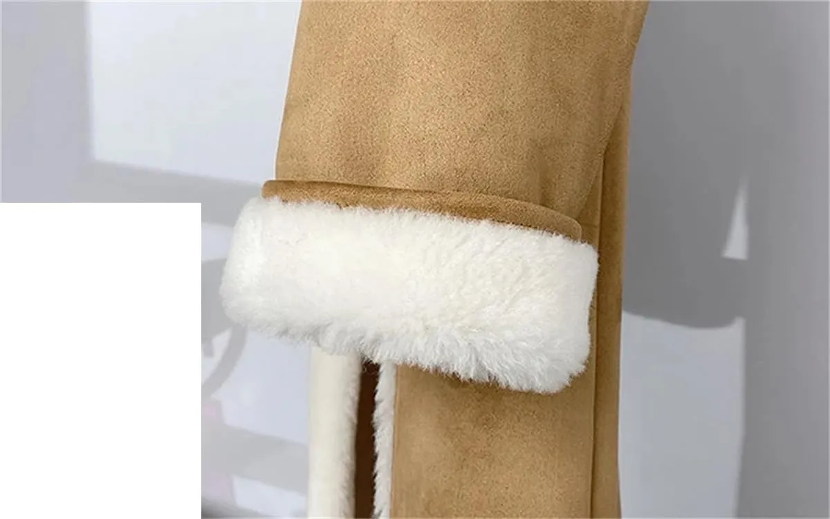 Winter Long Jacket Windbreaker Lamb Coat For Women Thickened Sheepskin Jacket Cotton Padded Coat