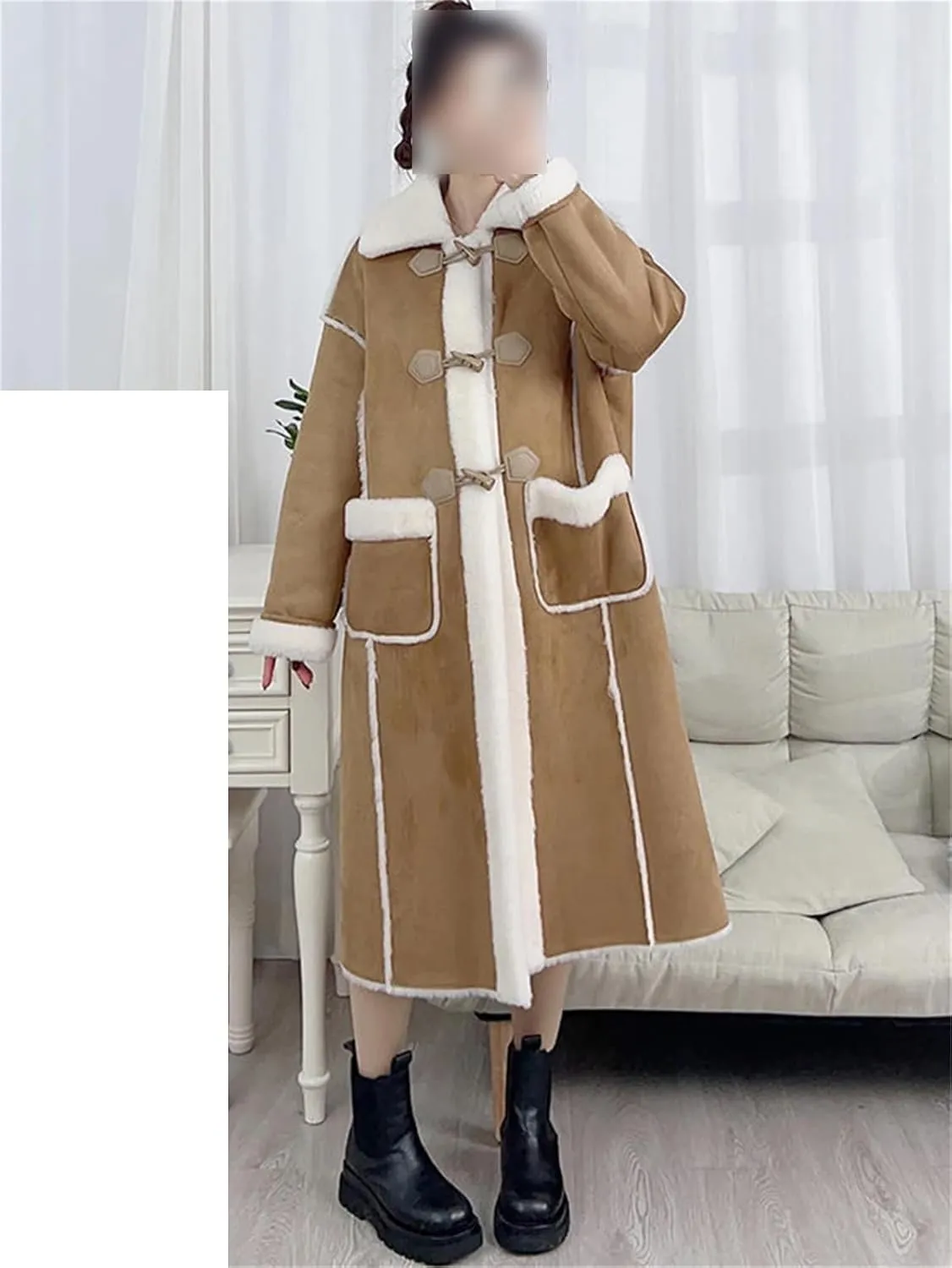 Winter Long Jacket Windbreaker Lamb Coat For Women Thickened Sheepskin Jacket Cotton Padded Coat