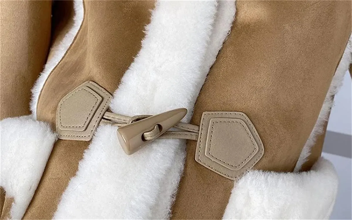 Winter Long Jacket Windbreaker Lamb Coat For Women Thickened Sheepskin Jacket Cotton Padded Coat