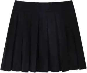 Women Mini Knit Pleated Skirt Vintage Elastic Waist Solid Color Skirt