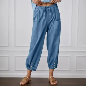 Women Summer Linen Pant 2025 High Waist Drawstring Baggy Pant Casual Loose Boho Vacation Beach Wide Leg Trouser Pocket
