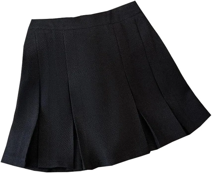 Women Summer Plus Size Loose Solid A-Line Pleated Elastic Waist Mini Skirts