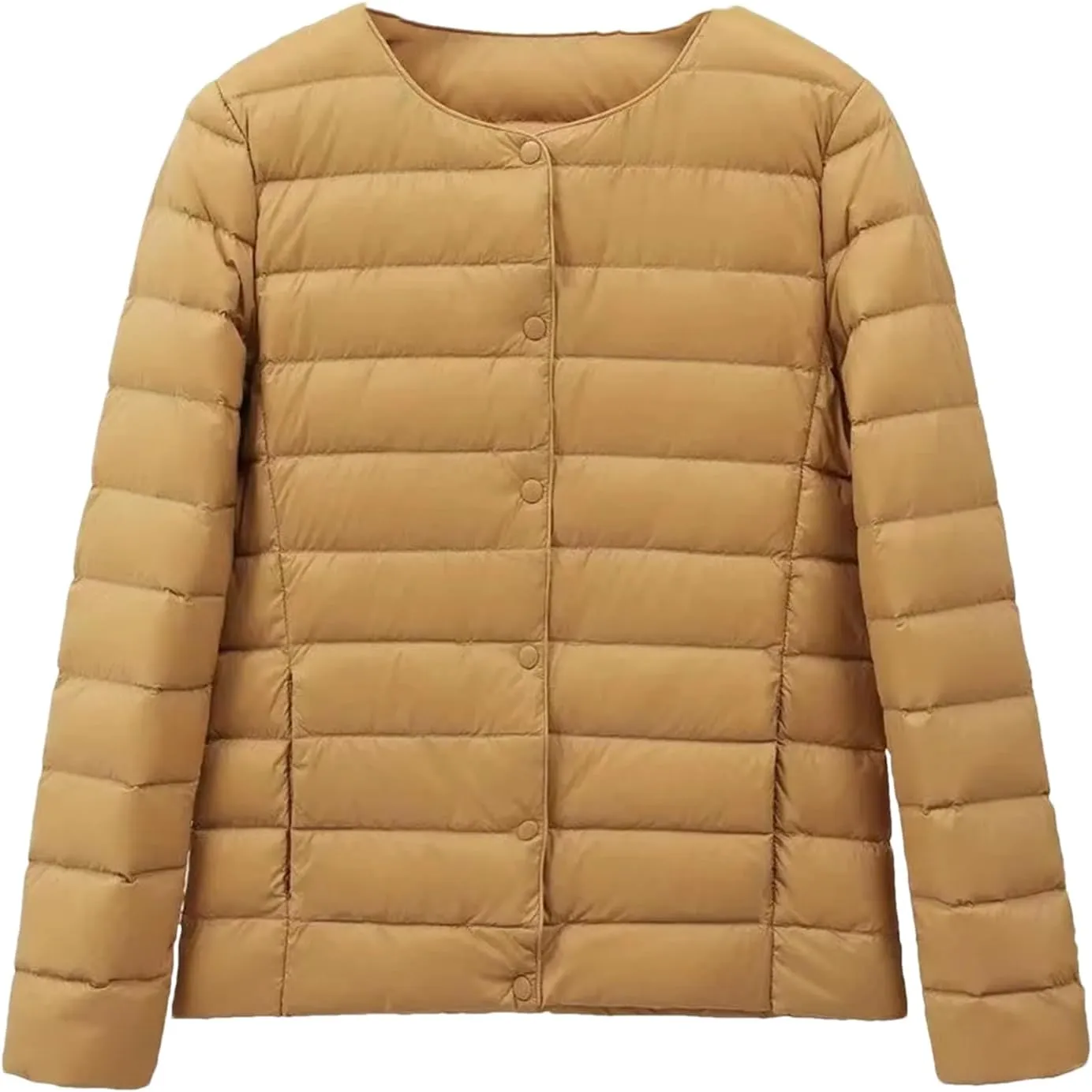 Women Ultralight Puffer Jackets Collarless Down Coat Female Portable Feather Overcoat