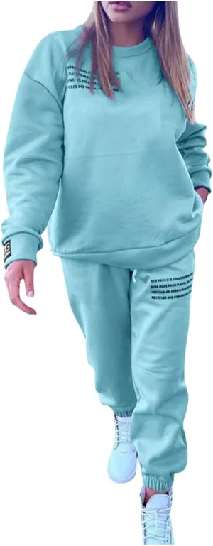 Womens 2 Piece Outfits Hoodie Sweatsuit Sets Oversized Sweatshirt Baggy Fall Fashion Sweatpants with Pockets