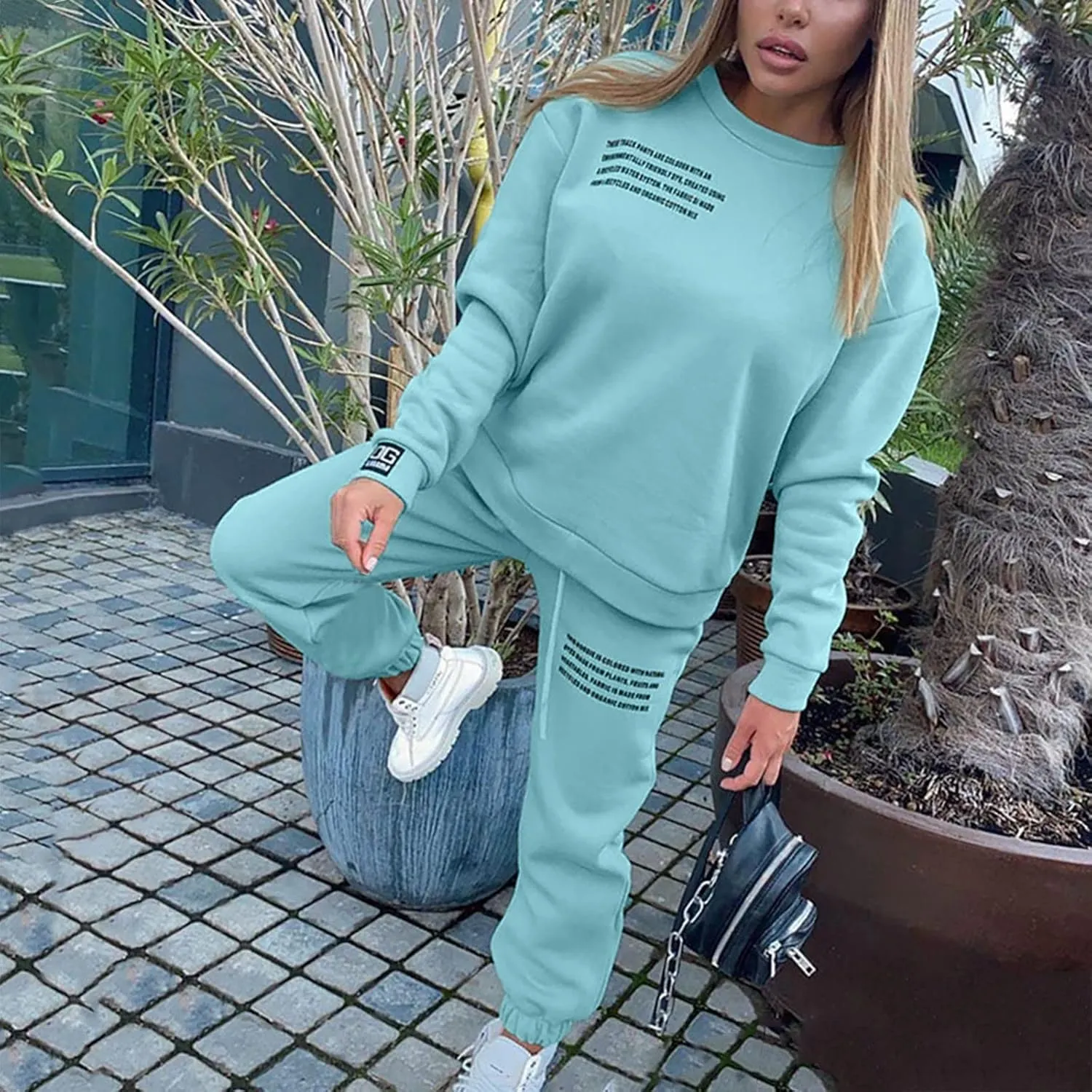 Womens 2 Piece Outfits Hoodie Sweatsuit Sets Oversized Sweatshirt Baggy Fall Fashion Sweatpants with Pockets