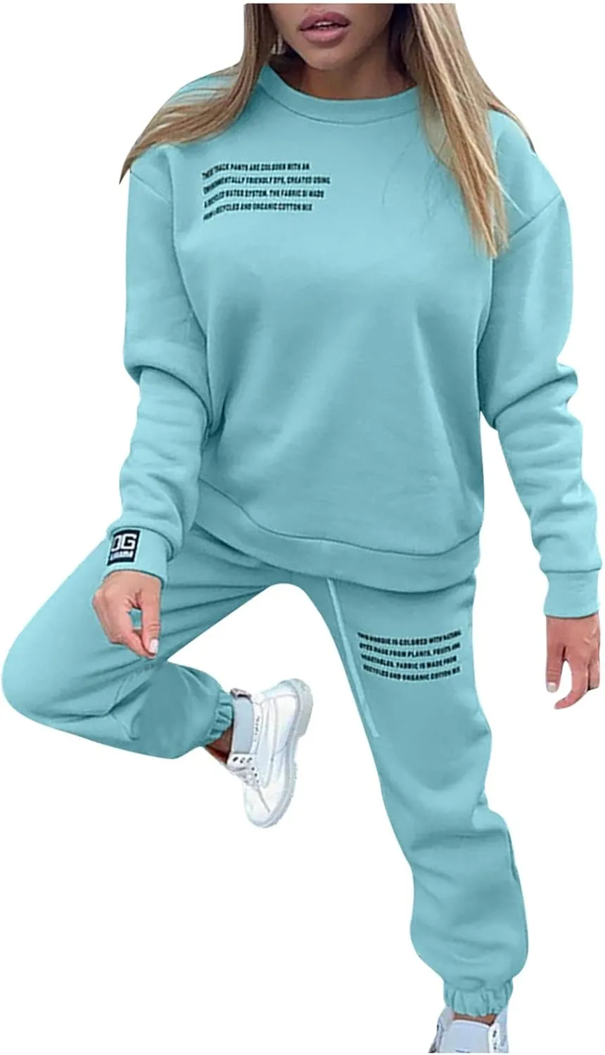Womens 2 Piece Outfits Hoodie Sweatsuit Sets Oversized Sweatshirt Baggy Fall Fashion Sweatpants with Pockets