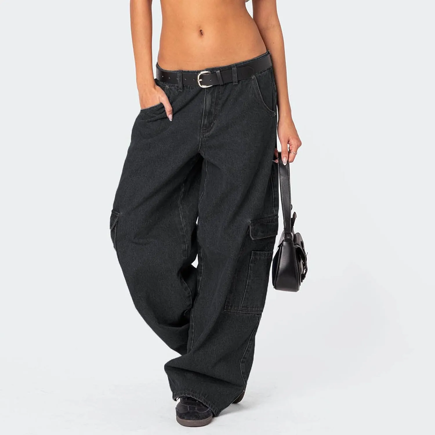 Women's Baggy Denim Pants Casual Low Rise Wide Leg Boyfriend Jeans Vintage Loose Straight Leg Jeans Y2K Streetwear
