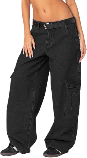 Women's Baggy Denim Pants Casual Low Rise Wide Leg Boyfriend Jeans Vintage Loose Straight Leg Jeans Y2K Streetwear