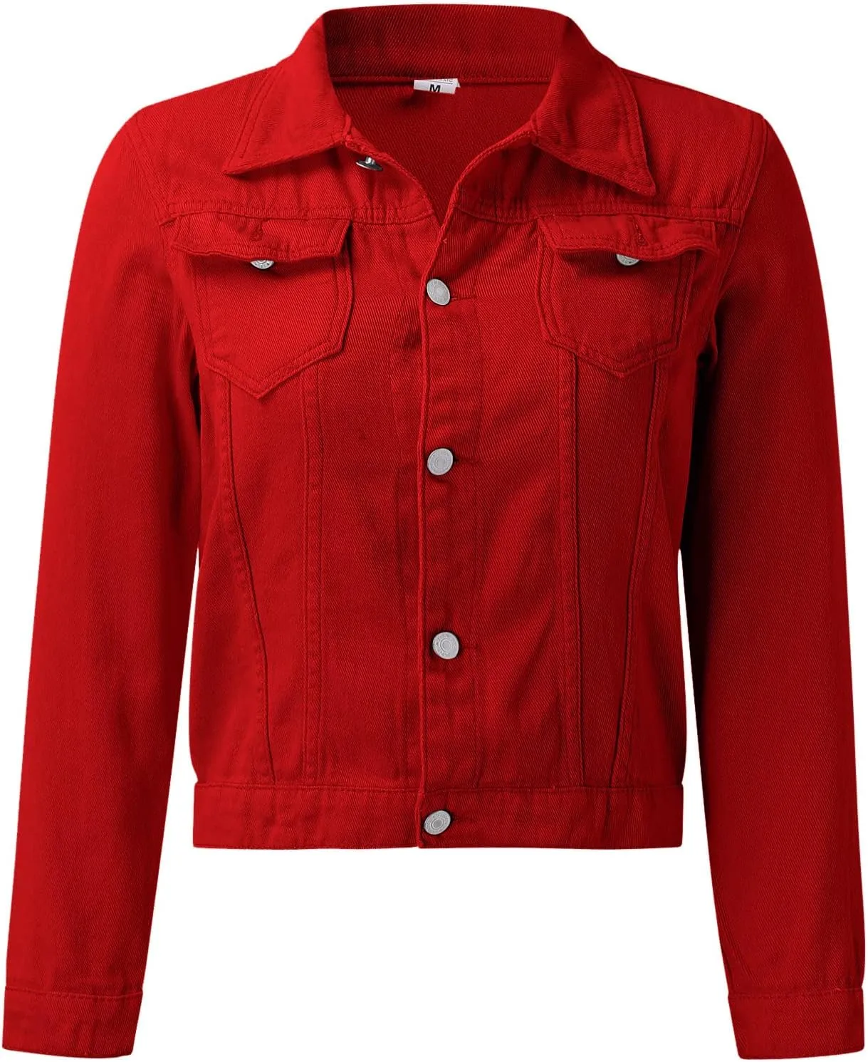 Women's Basic Solid Color Button Down Denim With Pockets Denim Coat Little Denim Jacket