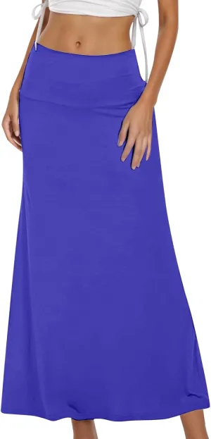 Women's Casual Ruched Stretchy High Waist A Line Skirt Flared Midi Skirt Leather Skirt for Women with Zipper