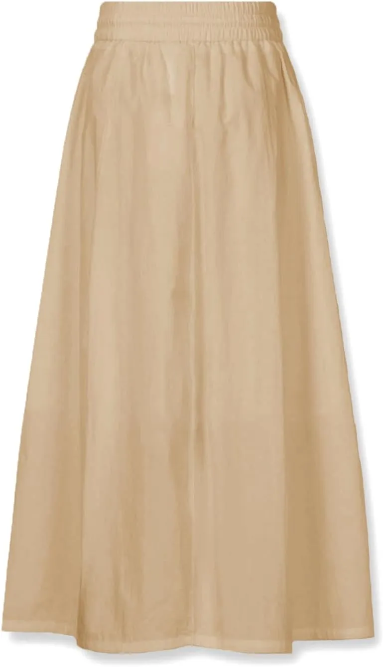 Women's Casual Skirt A Line Elastic High Waisted Long Skirts Side Slit with Pockets
