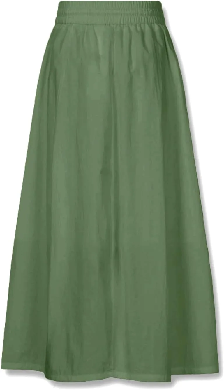 Women's Casual Skirt A Line Elastic High Waisted Long Skirts Side Slit with Pockets