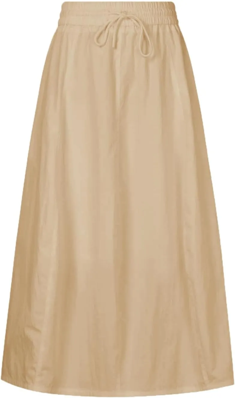 Women's Casual Skirt A Line Elastic High Waisted Long Skirts Side Slit with Pockets