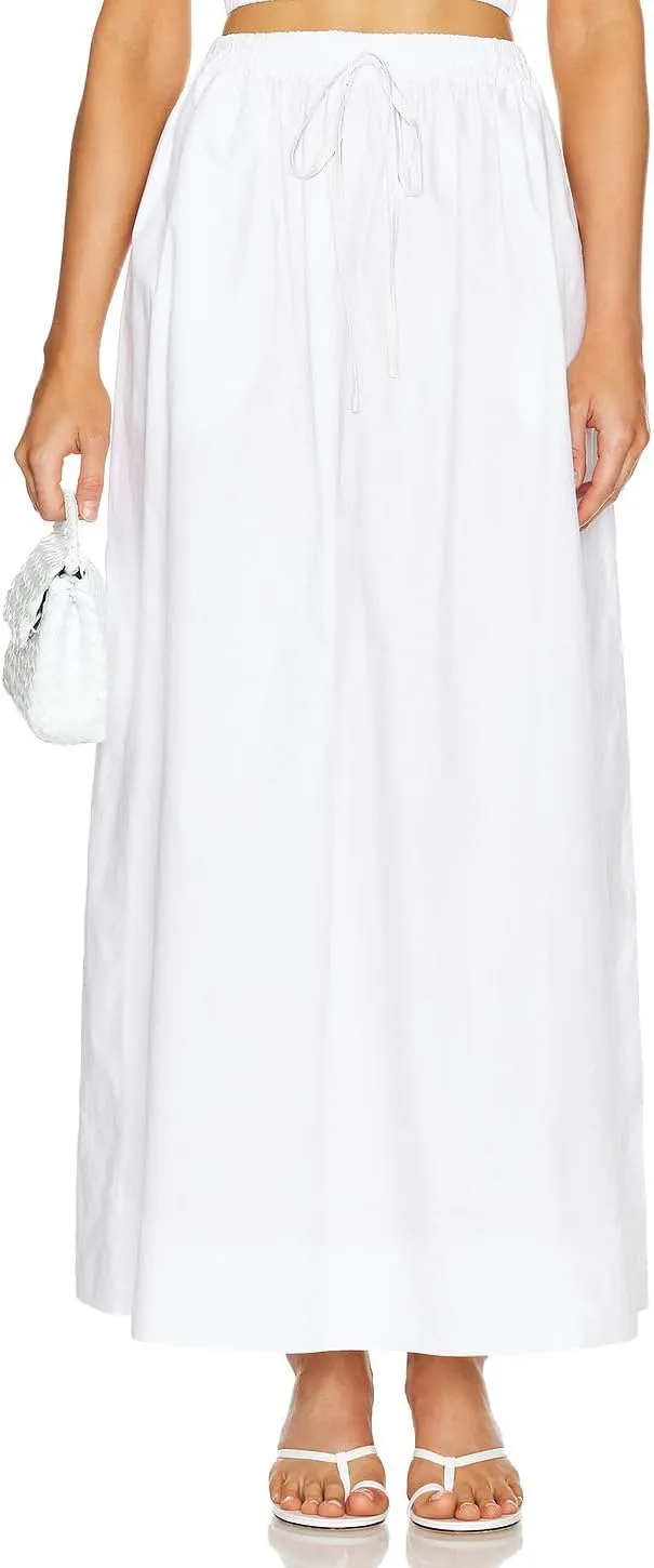 Women's Casual Skirt A Line Elastic High Waisted Long Skirts Side Slit with Pockets