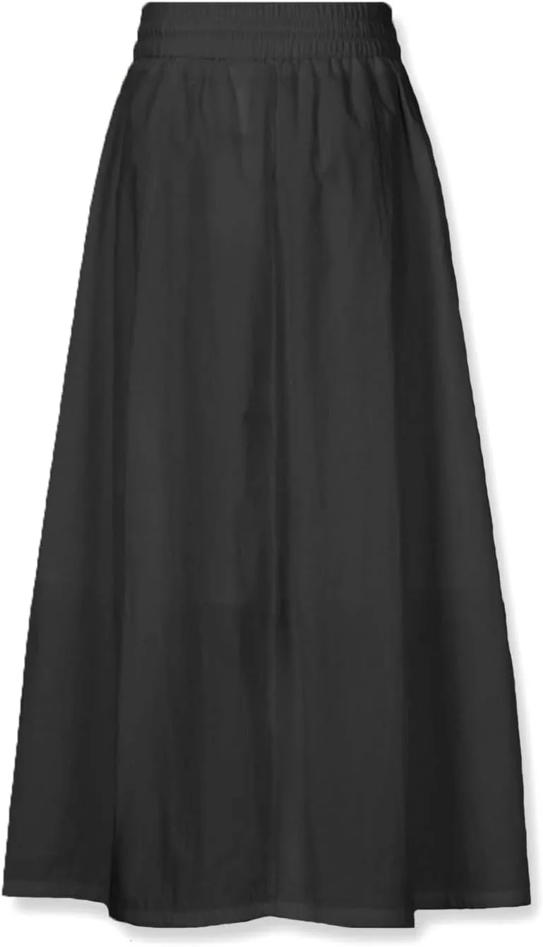 Women's Casual Skirt A Line Elastic High Waisted Long Skirts Side Slit with Pockets