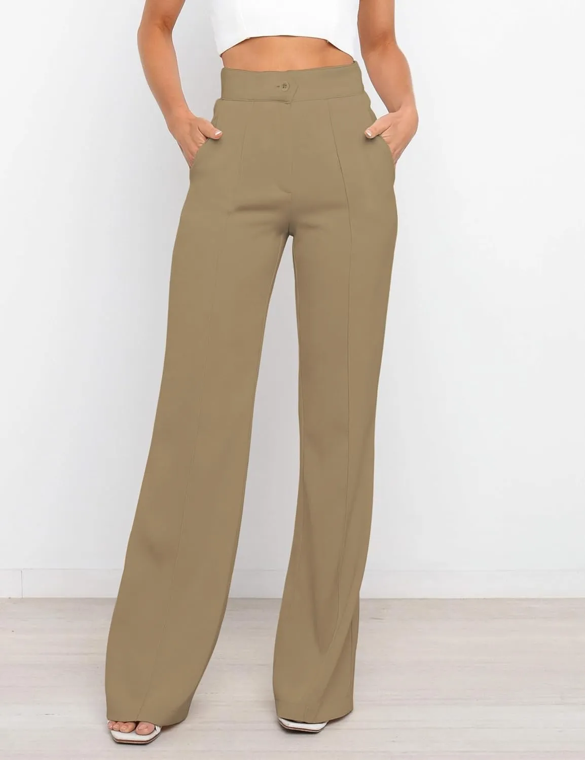 Women's Causal High Waisted Wide Leg Pants, Bootcut Dress Pants for Women, Work Pants with Pockets for Women Office