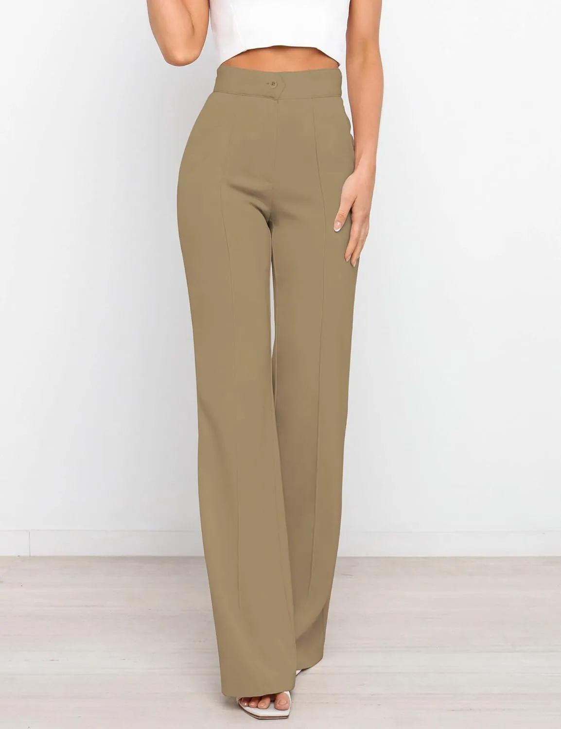 Women's Causal High Waisted Wide Leg Pants, Bootcut Dress Pants for Women, Work Pants with Pockets for Women Office