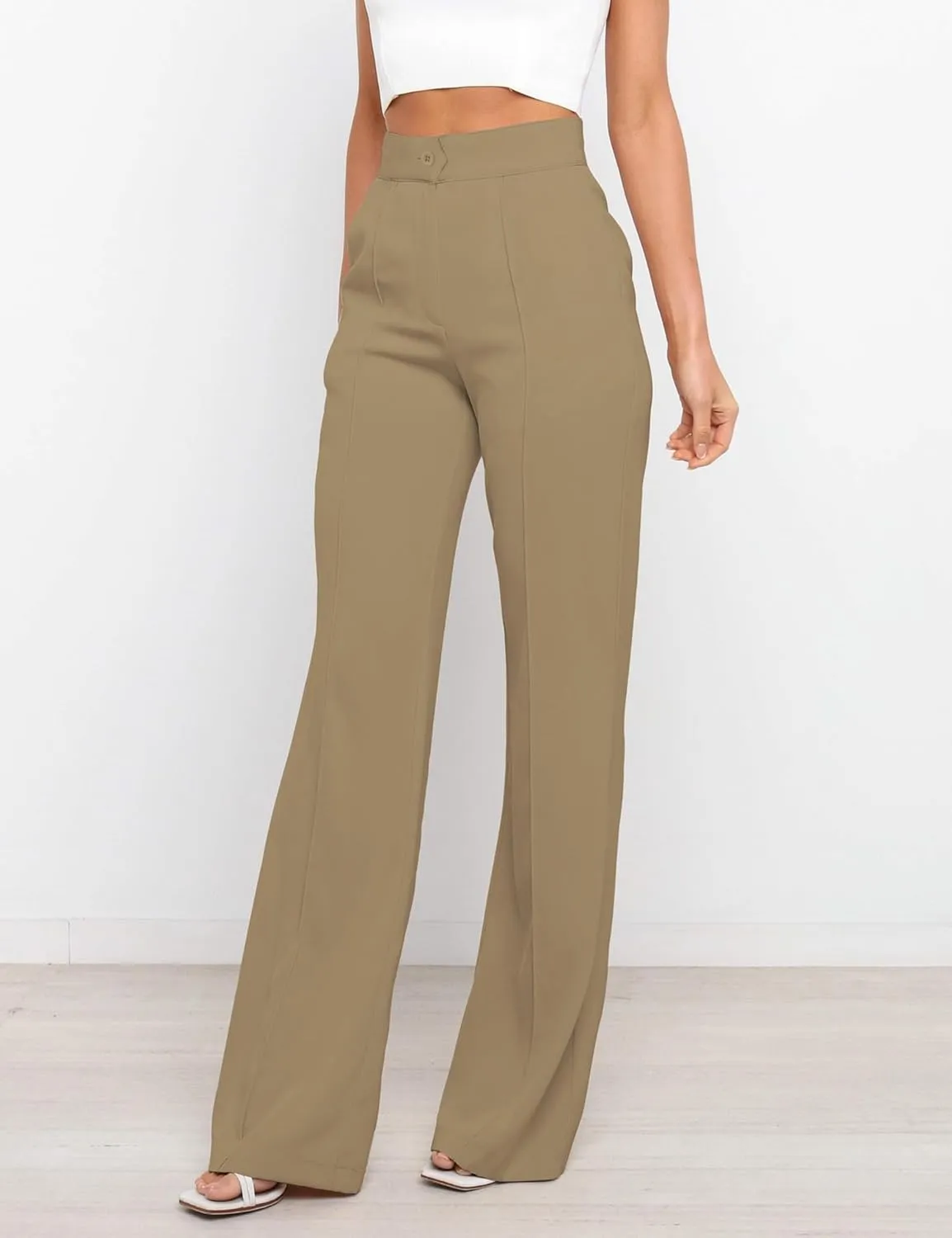 Women's Causal High Waisted Wide Leg Pants, Bootcut Dress Pants for Women, Work Pants with Pockets for Women Office