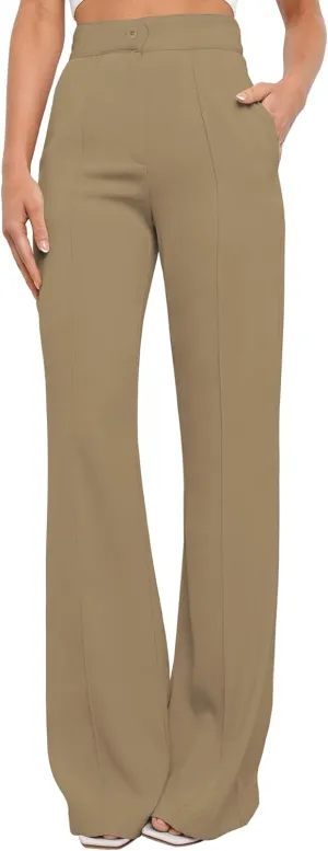 Women's Causal High Waisted Wide Leg Pants, Bootcut Dress Pants for Women, Work Pants with Pockets for Women Office