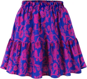 Womens Elastic High Waist Tiered Mini Skirt with Shorts Underneath Cute Boho Pleated Ruffle Skirt with Pockets
