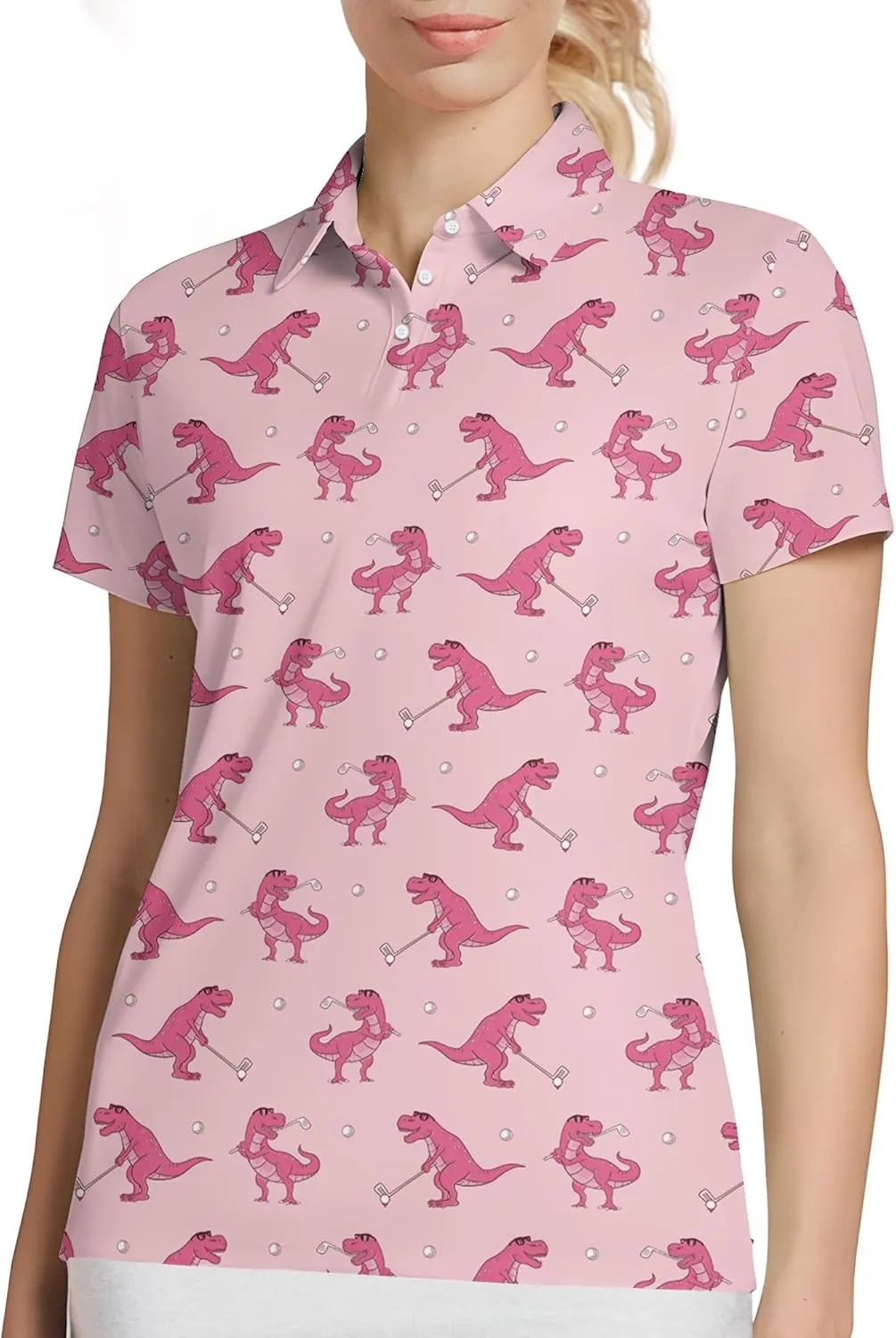 Womens Golf Shirt Funny Polo Shirts for Women Golf Outfit 3D Print Gifts