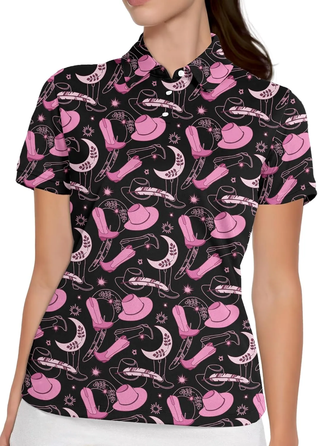 Womens Golf Shirt Funny Polo Shirts for Women Short Sleeve Golf Outfit