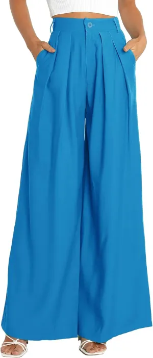 Women's High Waist Casual Wide Leg Palazzo Pants, Dress Pants for Women, Work Pants with Pockets for Women Office.