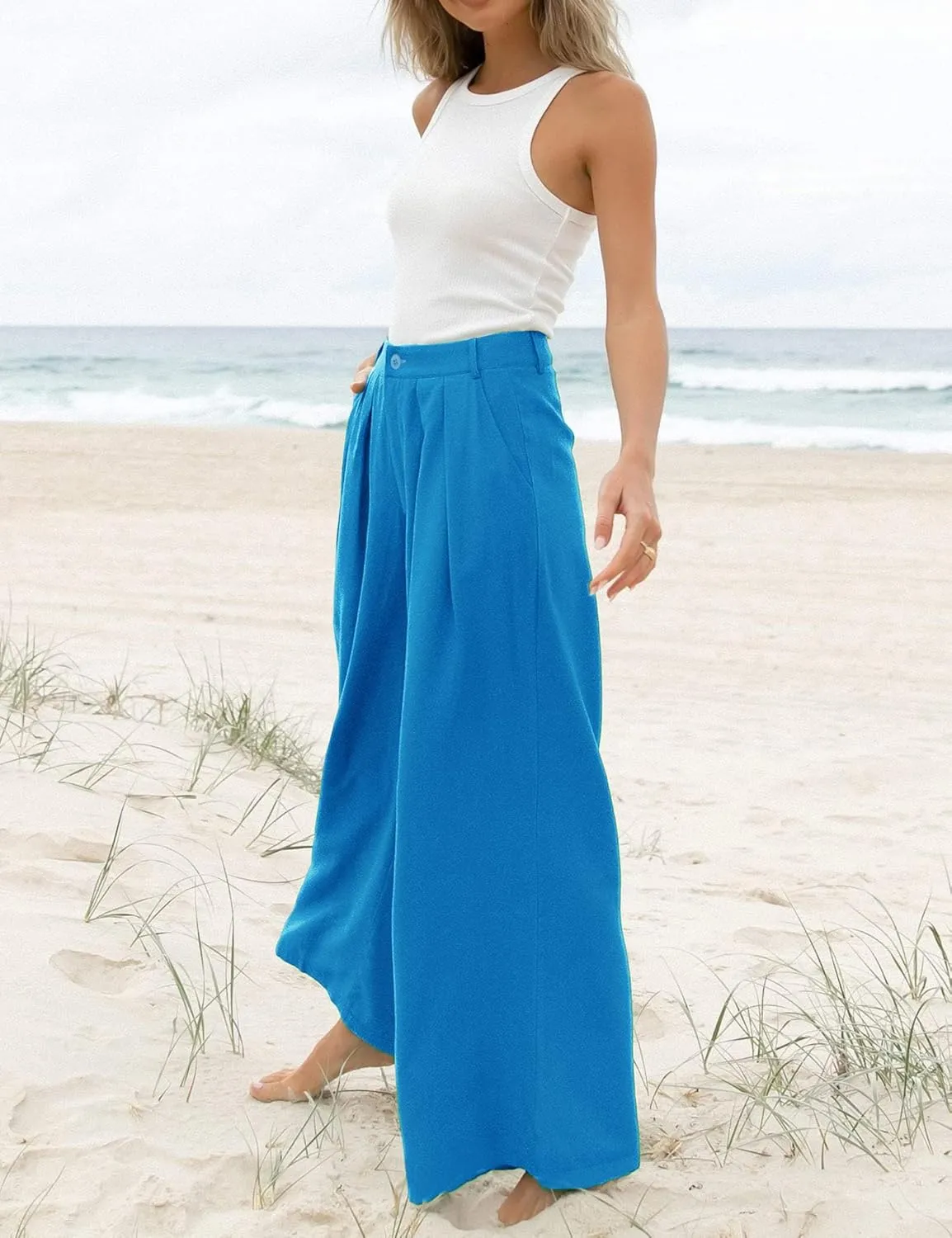 Women's High Waist Casual Wide Leg Palazzo Pants, Dress Pants for Women, Work Pants with Pockets for Women Office.