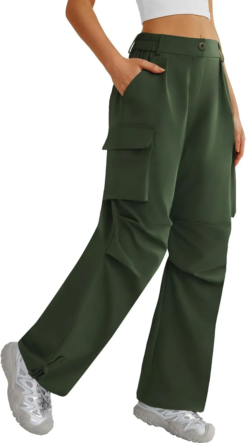 Womens Hiking Pants Wide Leg Cargo Pants Quick Dry Lightweight Water-Resistant Travel Casual Trousers with 4 Pockets