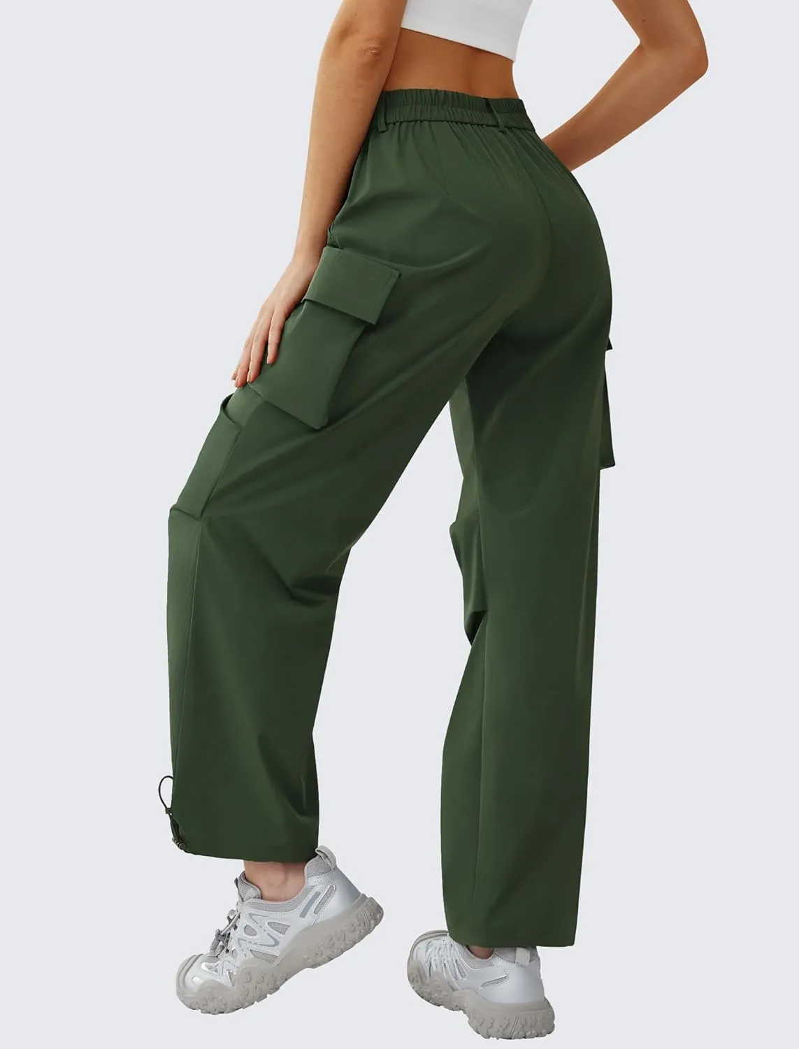 Womens Hiking Pants Wide Leg Cargo Pants Quick Dry Lightweight Water-Resistant Travel Casual Trousers with 4 Pockets