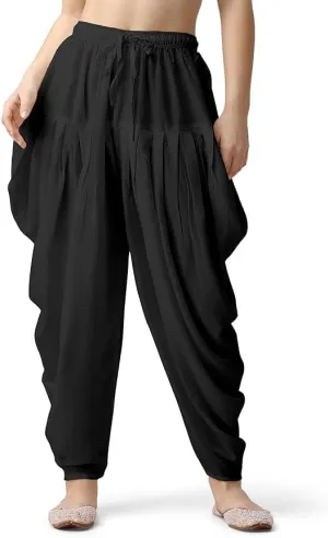 Women's Loose Fit Rayon Dhoti Pant for Women Patiala Slawar Bottom Wear Harem Pants, Waist Free Size (26 Inch to 38 Inch)
