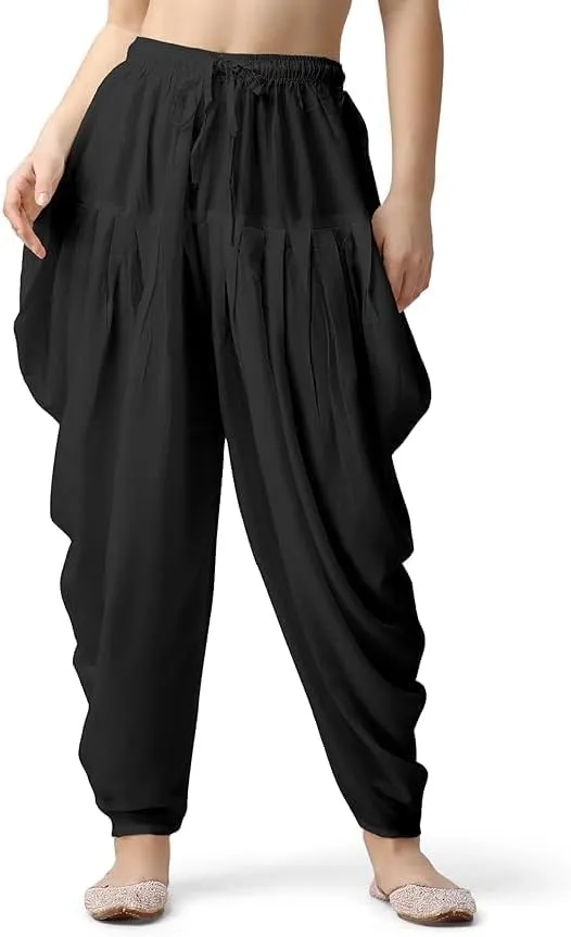 Women's Loose Fit Rayon Dhoti Pant for Women Patiala Slawar Bottom Wear Harem Pants, Waist Free Size (26 Inch to 38 Inch)