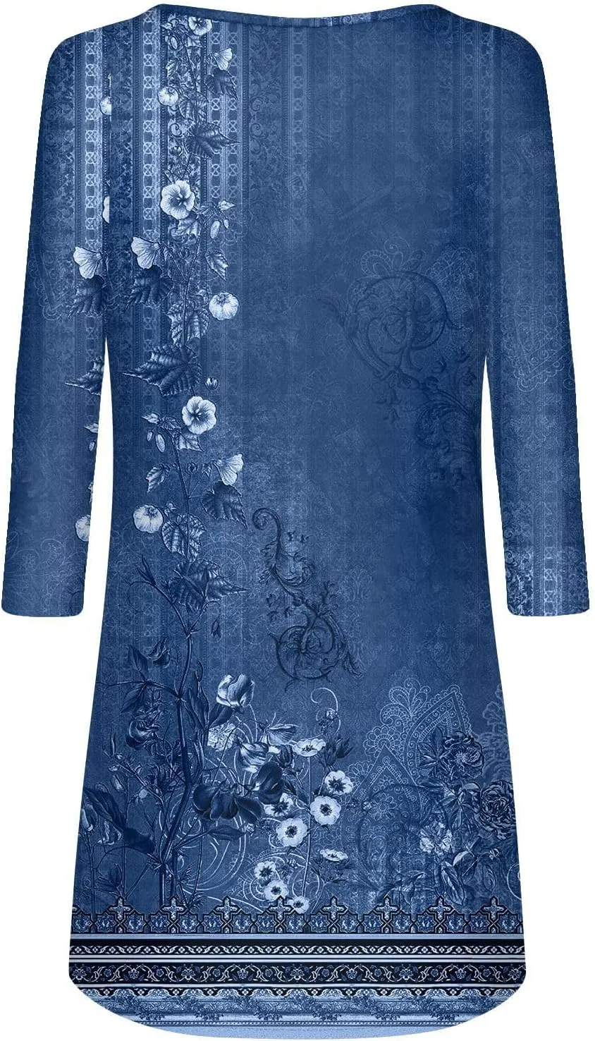Women's Mini Dress Casual 2024 Vintage Floral Print V-Neck Button Down Dress Long Sleeve Flowy Fall Short Tunic Dress