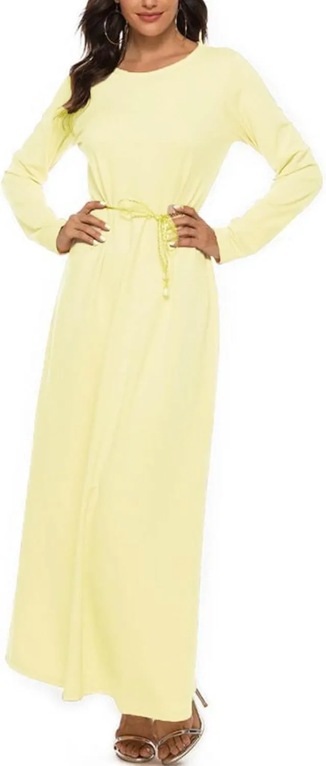 Womens Muslim Dresses Plus Size High Neck Pleated Tunic Clothes Long Robe Abaya Turkish Islamic Pullover Maxi Dresses