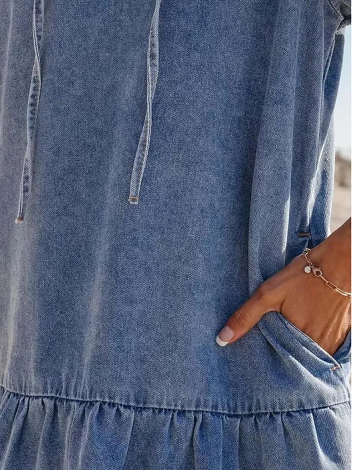 Womens Peter Pan Collar Denim Mini Dress Summer Casual Puff Sleeves Ruffle Flowy Babydoll A-Line Dress