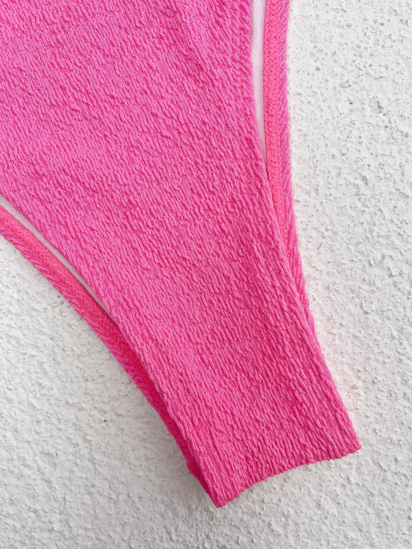 Women's Rose Red Jacquard Bikini Set - Sexy Swimwear for Swimming & Beach