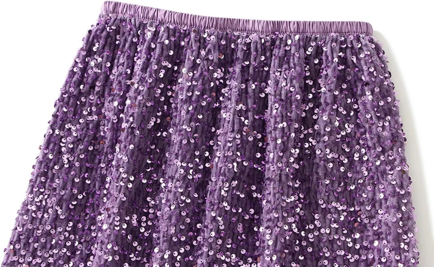 Womens Sequin Skirt Elastic High Waist Sparkle Long Bodycon Skirt with Slit Evening Cocktail Party Maxi Skirt