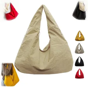 Women's Solid Color Textured Draped Tote Bag, Solid Color Texture Pleated Tote Bag, Large Capacity Handbag