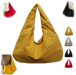 Women's Solid Color Textured Draped Tote Bag, Solid Color Texture Pleated Tote Bag, Large Capacity Handbag
