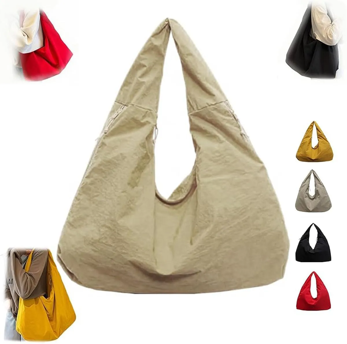 Women's Solid Color Textured Draped Tote Bag, Solid Color Texture Pleated Tote Bag, Large Capacity Handbag