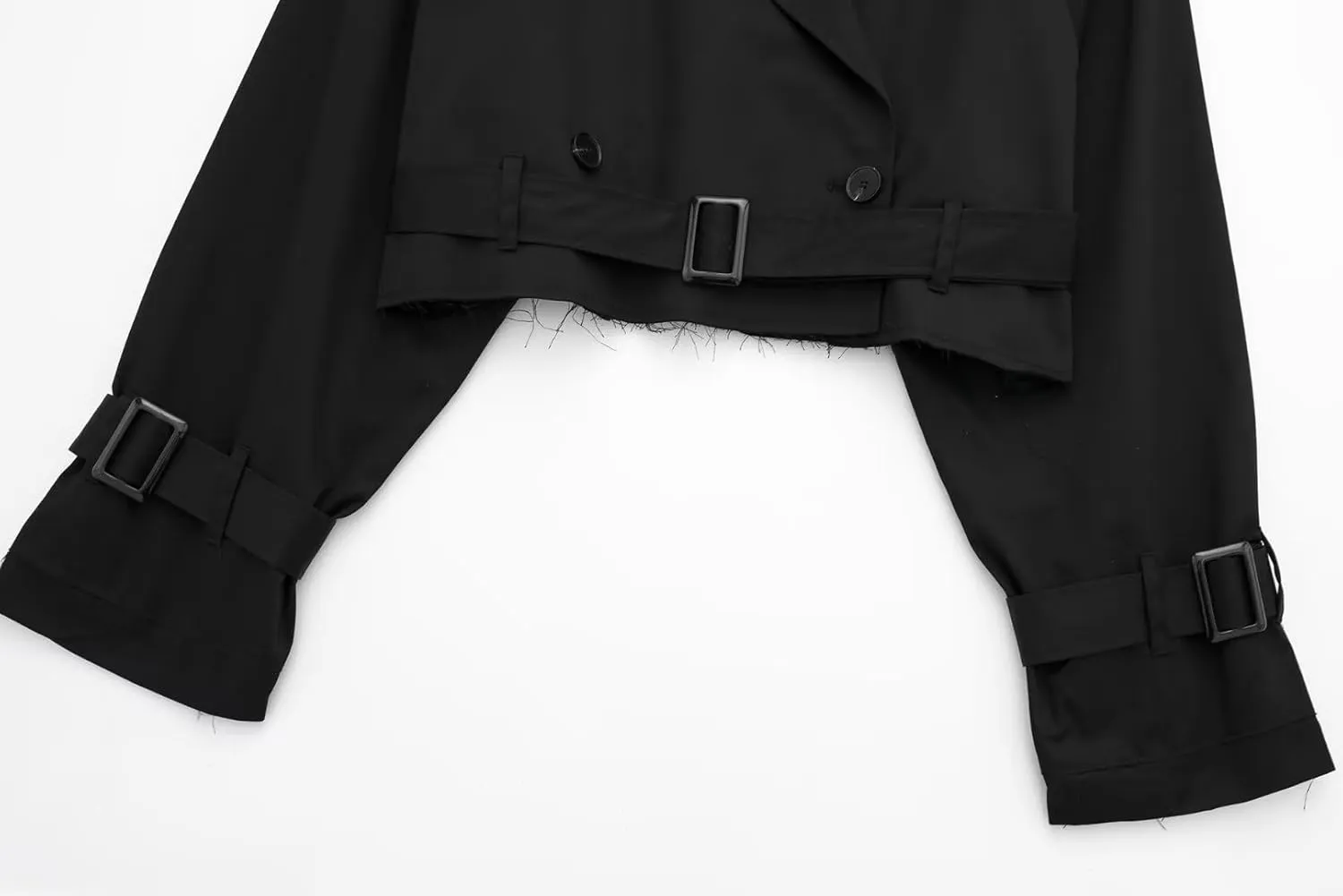 Women's Trench Coats Cropped Long Sleeve Classic Lapel Double Breasted Jacket Coat Outwear with Belt