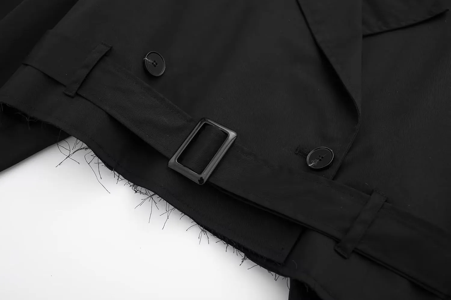 Women's Trench Coats Cropped Long Sleeve Classic Lapel Double Breasted Jacket Coat Outwear with Belt