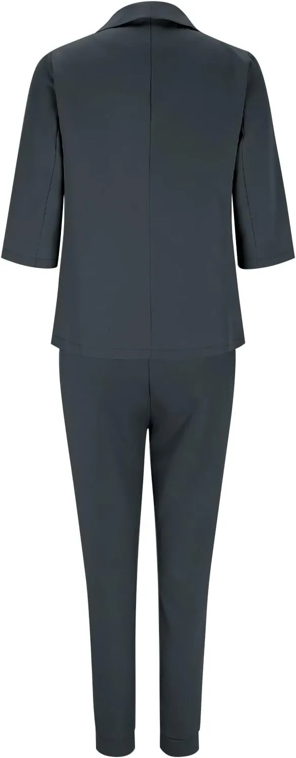 Women's Trouser Suit Trouser Suit Trousers 2 Piece Suit Plain Two Piece Slim Fit Sporty Women Plus Size Pant Suit