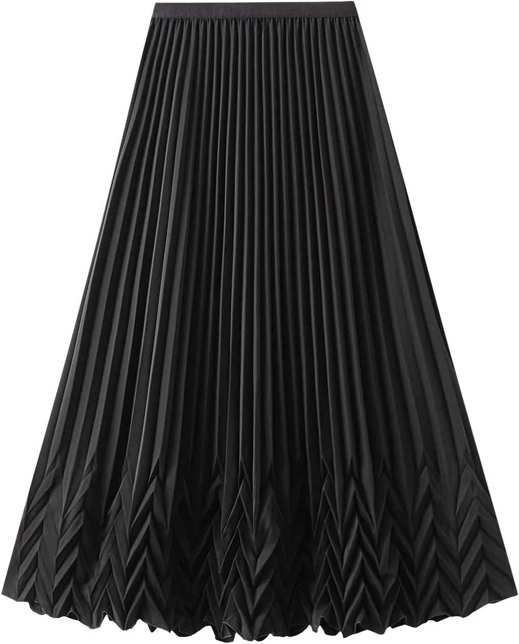 Women's Tulle Midi Skirt Elastic High Waist Layered Pleated Mesh Flowy A-Line Prom Party Long Tutu Skirts