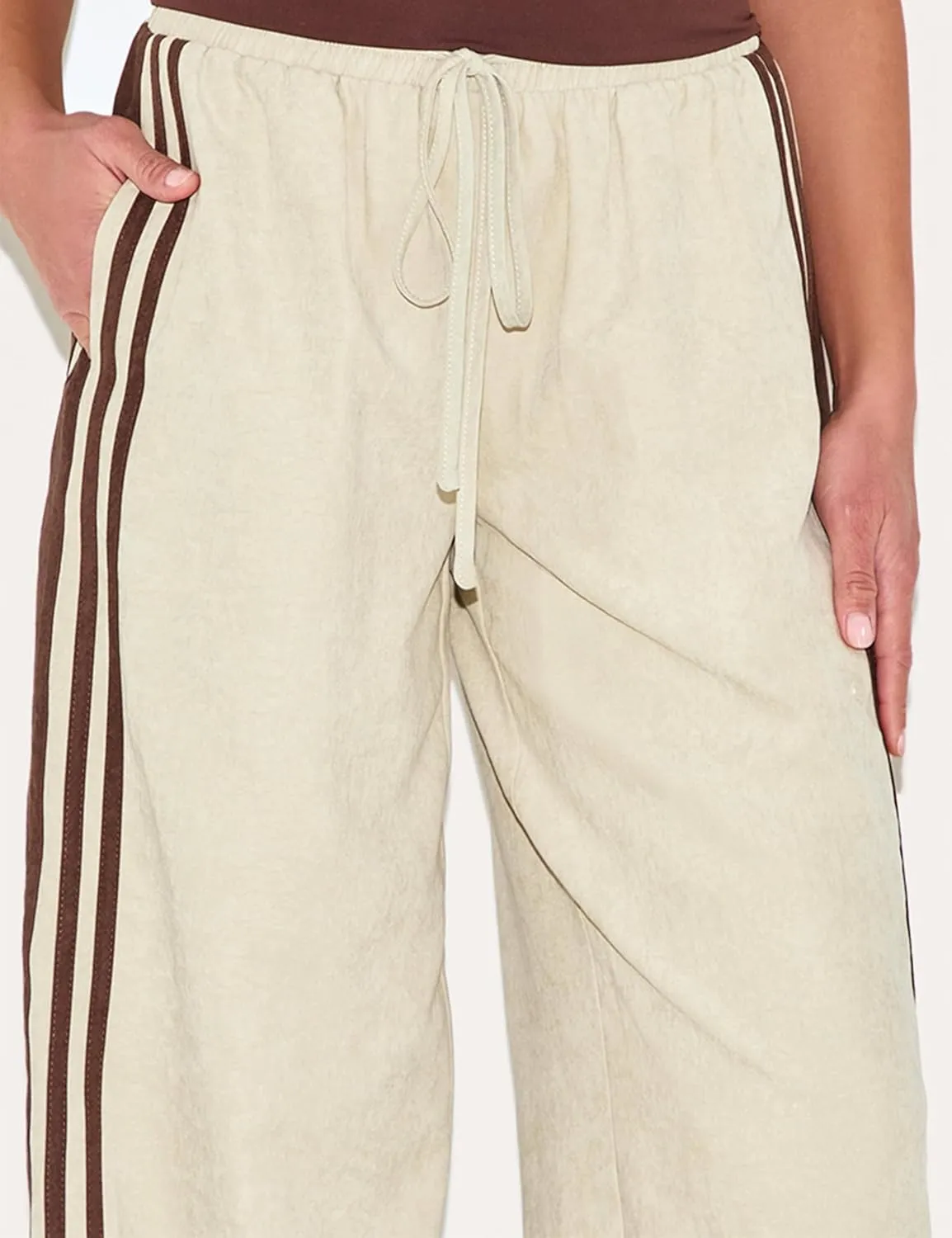 Women's Wide Leg Pants Side Striped Drawstring Palazzo Pants with Pockets