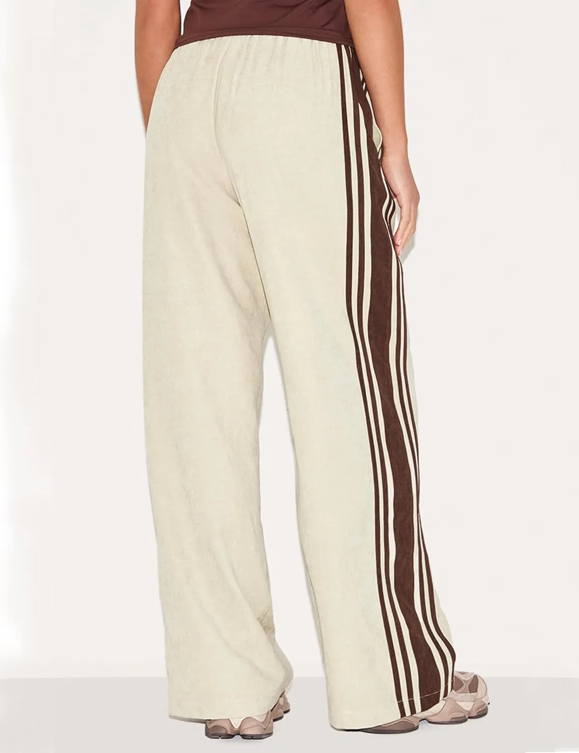 Women's Wide Leg Pants Side Striped Drawstring Palazzo Pants with Pockets