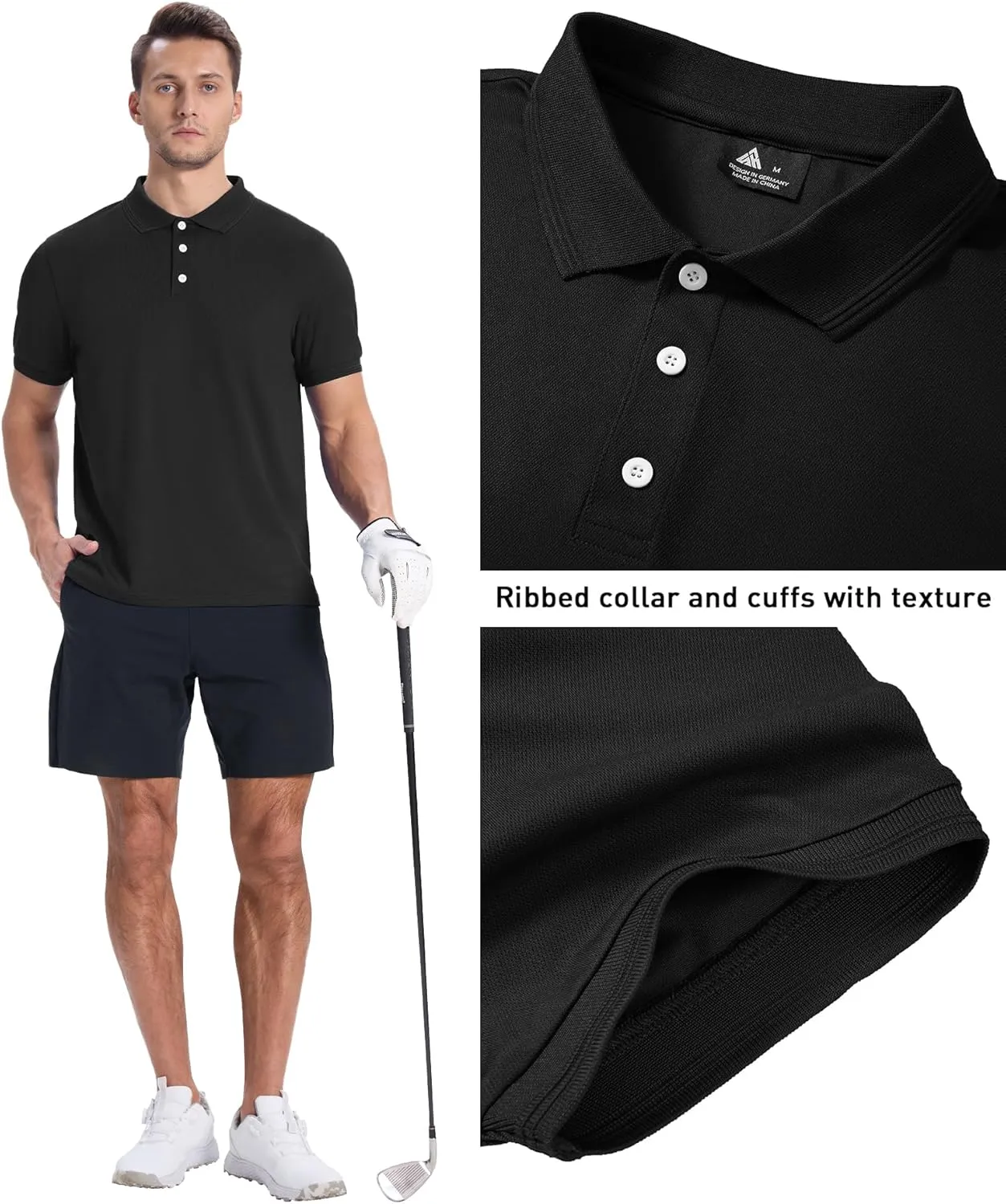 ZITY 3 Pack Mens Polo Shirts Short Sleeve Sports Moisture-Wicking Golf Shirt Business Causal Summer Tops